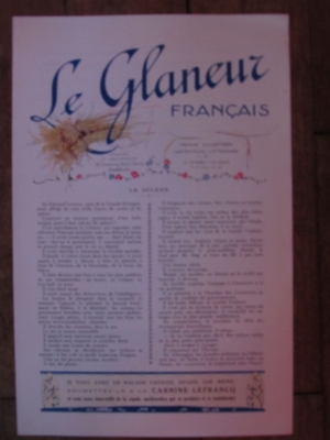 LE GLANEUR FRANCAIS / REVUE ILLUSTREE ARTISTIQUE  circa 1925