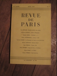 REVUE DE PARIS / 54ème ANNEE / AOUT 1947 / Très bon état