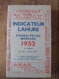 INDICATEUR LAHURE / FOIRES-FETES-MARCHES   /  1952