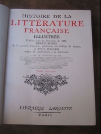 BEDIER  HAZARD /  LITTERATURE FRANCAISE ILLUSTREE / 2 volumes LAROUSSE 1923